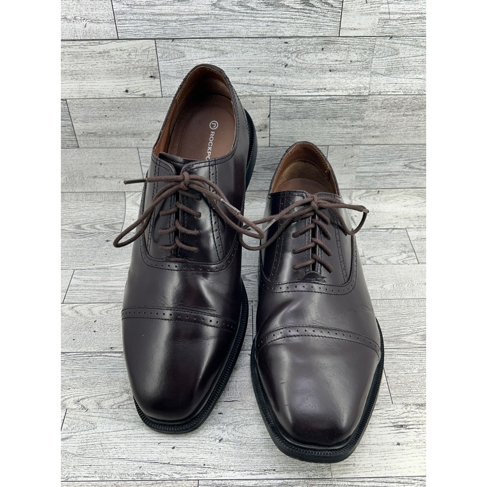 Rockport Mens K71639 Cap Toe Oxford Dark Brown Leather Shoes Adiprene Size‎ 9W